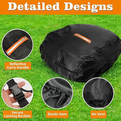 Saking Robot Lawn Mower Cover Waterproof, 500D Heavy Duty Wire Free Automatic Robotic Lawnmower Protective Cover, Smart Mowing Machine Cover with Drawstring & Buckles, 34x28x21 in, Black