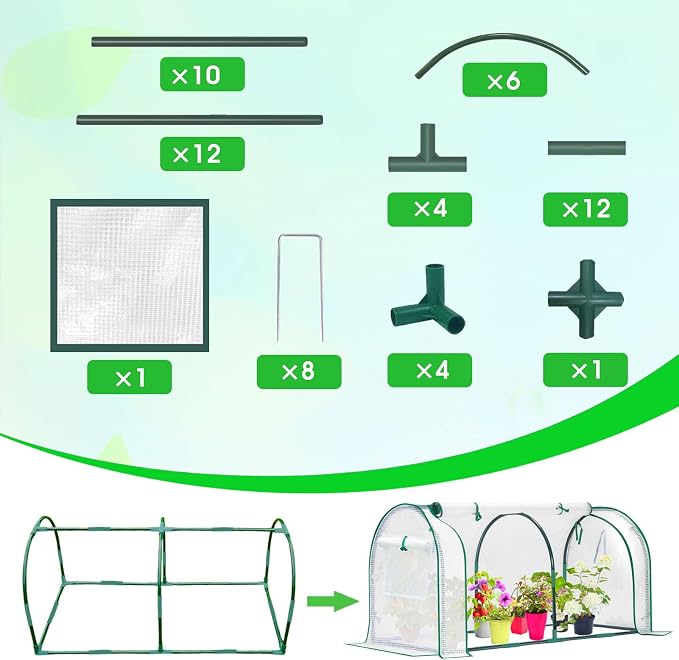 Mini Greenhouse for Outdoor,Portable Small Tunnel Greenhouses for Outdoors with Roll up Zipper Door for Protecting Plant (PE, 47" x23" x 23")