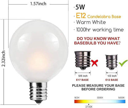 SUNSGNE 25Ft Outdoor Patio String Lights G40 with 27 Frosted White Globe Bulbs, Waterproof Connectable Hanging String Lights for Backyard Porch Balcony Party Christmas Decor, 5 Watt, Black Wire