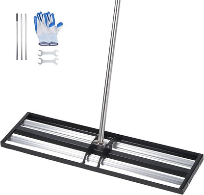 VEVOR Updated Lawn Leveling Rake with Roller, 30" x 10" Stainless Steel Lawn Leveler with 83.9" Adjustable Handle, Heavy Duty Yard Leveling Rake, Effort Saving Lawn Leveling Tool for Yard Golf Court