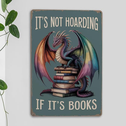mmiishe Vintage Dragon Wall Decor Retro Metal Sign Dragon Gifts for Women Book Lovers Bookish Wall Decor for Bedroom Cafe Library Art Plaque 8x12 Inches Birthday Anniversary Decoration