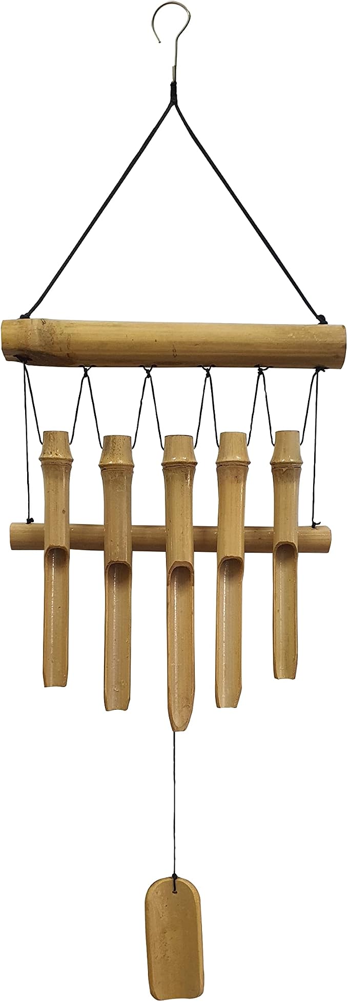 Small Simple Bamboo Wind Chimes Outdoor, 5 Tubes Single Row, Gifts for Mom/Grandma/Women, Garden Lawn Yard Decor 23"