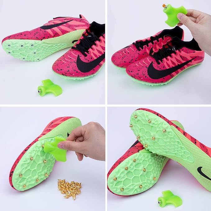 1/4 Inch Track Spikes, 100 Pieces Steel Track Shoe Spikes Replacements and Spike Wrench for Sports Running Track Shoes
