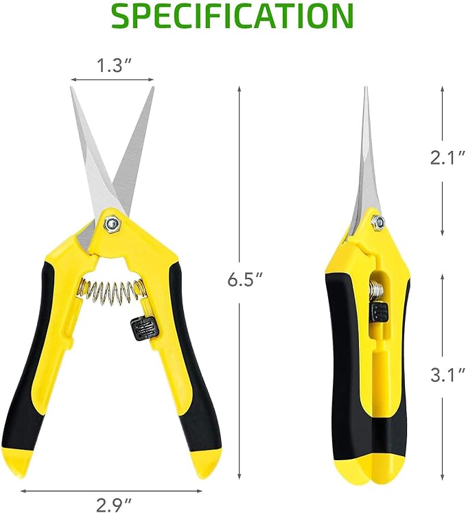 iPower 6.5 Inch Gardening Scissors Hand Pruner Pruning Shear for Gardening and Trimming, Heavy-Duty, Ultra Sharp Stainless Steel, Yellow, 6-Pack