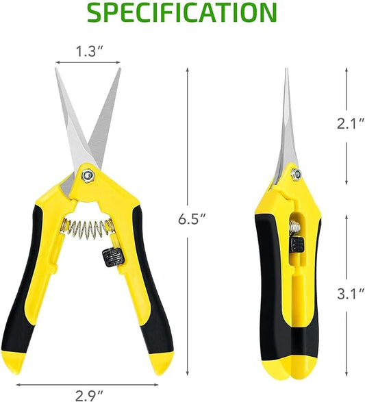 iPower 6.5 Inch Gardening Scissors Hand Pruner Pruning Shear for Gardening and Trimming, Heavy-Duty, Ultra Sharp Stainless Steel, Yellow, 6-Pack