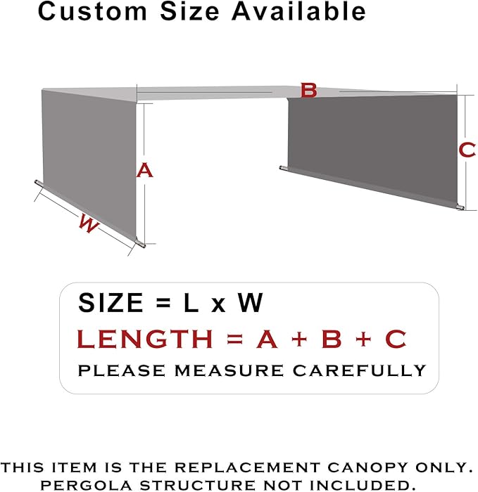 Alion Home Waterproof Pergola Cover - Universal Replacement Canopy for Pergolas (12' L x 9' W, Grey)