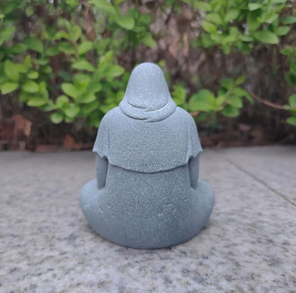 Aquarium Buddah Statue Sandstone Zen Buddha Sculptures for Garden Fish Tank Home Decorations (A)
