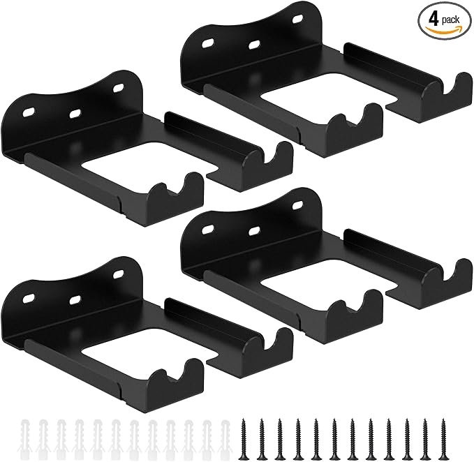 4 Pack Weed Eater Hanger Wall Mounted Bulk Weedeater Garage Trimmer Rack Heavy Duty Garden Tool Hanger Steel Weed Whackers Holder Organizer Hooks for Grass Garden Tools (Black)