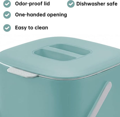 Compost Bin Kitchen, 0.7 Gal Sealed Countertop Compost Bin (Green) | Filter-Free, Odor-Tight, Easy to clean, The sink can hold