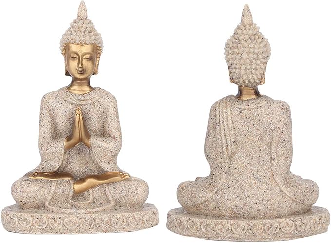 AUNMAS Buddha Statue 3Inch Small Meditation Sitting Carving Figurine Craft Statue for Home Office Desktop Decor Yoga Room Zen Garden Decoration Ornament