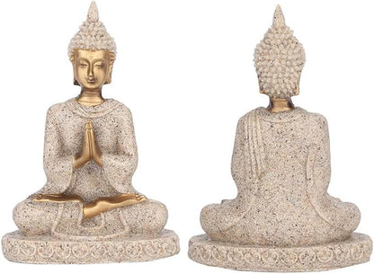 AUNMAS Buddha Statue 3Inch Small Meditation Sitting Carving Figurine Craft Statue for Home Office Desktop Decor Yoga Room Zen Garden Decoration Ornament