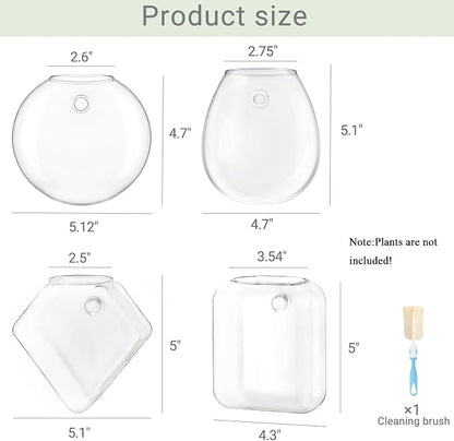 Mkono Propagation Wall Hanging Planter Glass Terrarium Flower Vases Holder for Indoor Plants, Home Living Room Office Decor Plant Lover Gifts, Set of 4(Plants not Included)