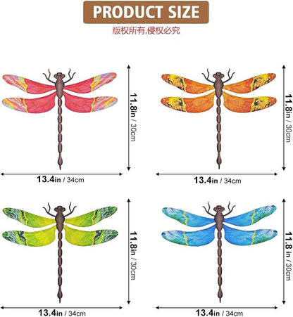 Metal Dragonfly Wall Decor, 4 Pack 13 inch Metal Dragonflies Wall Art Hanging Sculpture Decorations for Outdoor, Yard Patio Fence Garden Outside Decor