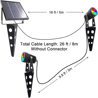Mini 50X Twin Solar Spot Lights Outdoor Multi Color Changing RGB LED Spotlight Cast Aluminium for Outdoor Garden Yard Landscape Downlight