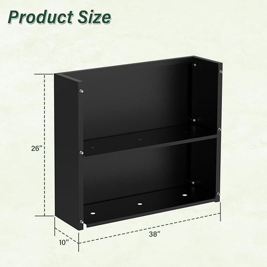 Metal Tall Planter 30" L x 10" W x 26" H | Long Rectangular Planter Box, Drainage Holes & Removable Shelf, Heavy Duty Steel Planter for Tall Plants, Flowers or Shrubs