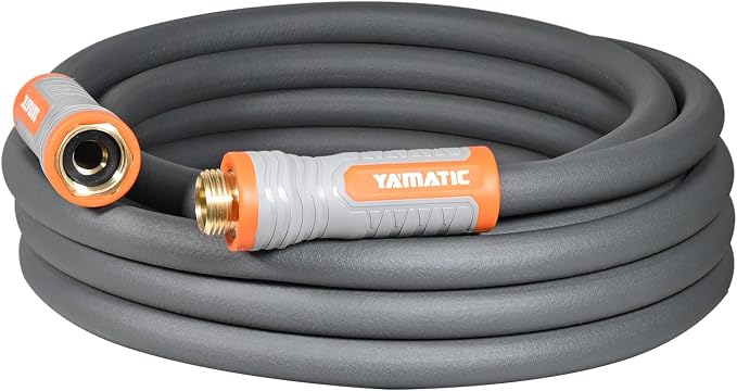 YAMATIC 20ft Flexible Garden Hose 5/8in with Swivel Handle, Burst 600 PSI | 20 Foot Short Leader Hose for Hose Reel, Small Water Hose Extension, 360° Rotating Solid Brass Fittings for Kink Resistant