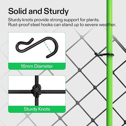 2x4 Ft Elastic Plant Trellis Net - 2-Pack Heavy Duty Garden Support Net with 4 Hooks for Grow Tents, Climbing Vegetables, Fruits & Flowers (Black)