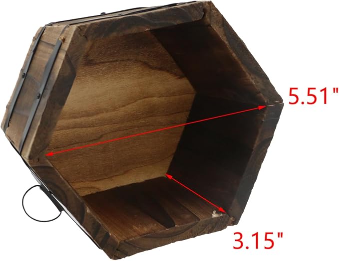 MY MIRONEY Plant Pots, Vintage Wooden Barrel Planter, 6.5" x 3.94" | Solid Rustic Garden Flower Pot with Metal Handles & Frame for Indoor Planter, Office Home Decor, Garden Home Plants