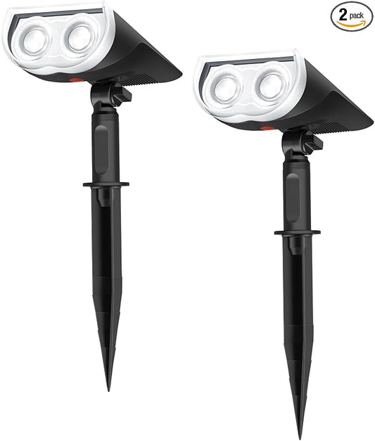 Linkind Solar Lights Outdoor StarRayS, Bright Solar Spot Lights Outdoor, IP65 Waterproof Spotlights for Garden Yard Landscape Walkway Patio Tree (Daylight, 2 Pack)