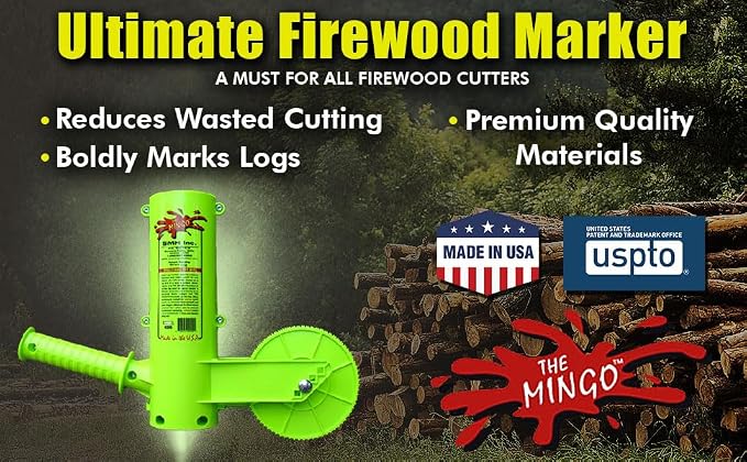 THE MINGO Ultimate Firewood Measuring Tool - Chainsaw Fire wood Marking Tool With Marking 14" Wheel - Log Paint Marker -Measuring Accessory For Chainsaw - Logging Accessory