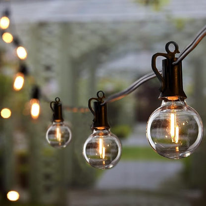 Brightown Outdoor String Lights, 50+5FT 25 G40 Bulbs Shatterproof Patio Lights, IP65 Waterproof Dimmable Hanging Connectable Globe LED Outdoor Lights for Christmas, Backyard, Bistro, Porch