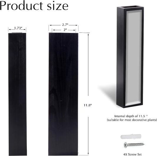 4PCS Black Wall Planters Modern Farmhouse Indoor Decor | Wood Wall Decor, Hanging Planter, For Living Room & Bathroom, Dried Flowers & Faux Greenery