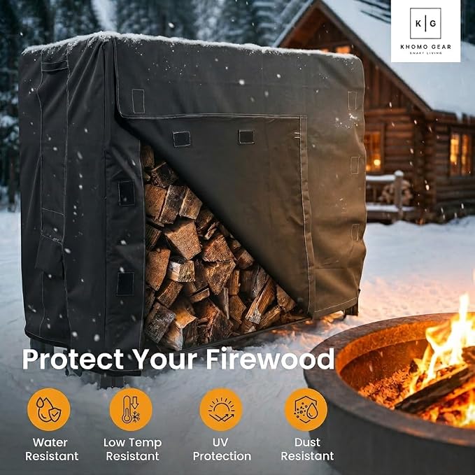 Heavy Duty Log Rack Cover - 4 Feet - Panther Series - Black