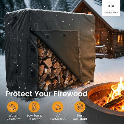 Heavy Duty Log Rack Cover - 4 Feet - Panther Series - Black