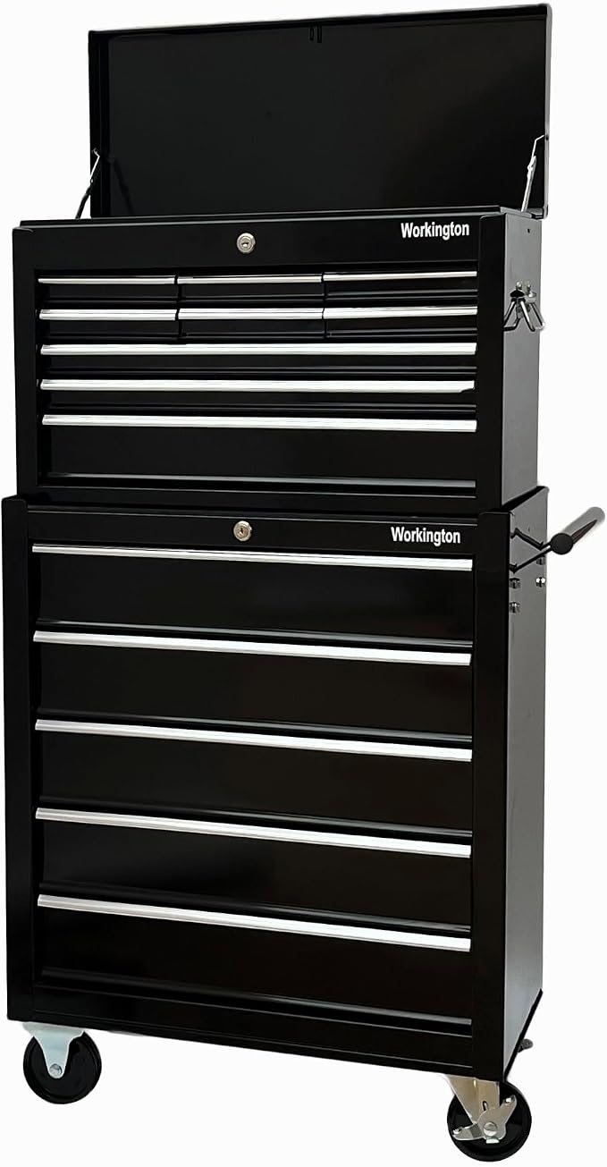 Workington Rolling Metal Tool Chest with 5 Drawers, 24" 5-Drawer Tool Chest Cabinet with Ball Bearing Drawer Slides, Steel Tool Storage Box Organizer 4101 Black