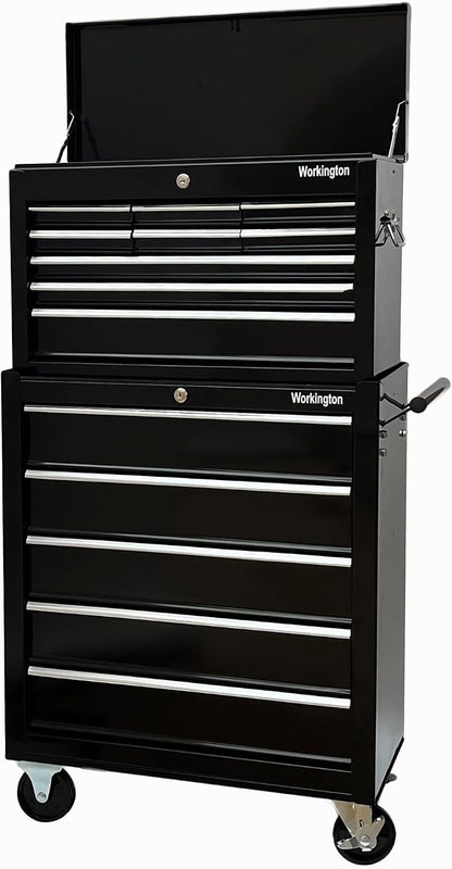 Workington Rolling Metal Tool Chest with 5 Drawers, 24" 5-Drawer Tool Chest Cabinet with Ball Bearing Drawer Slides, Steel Tool Storage Box Organizer 4101 Black
