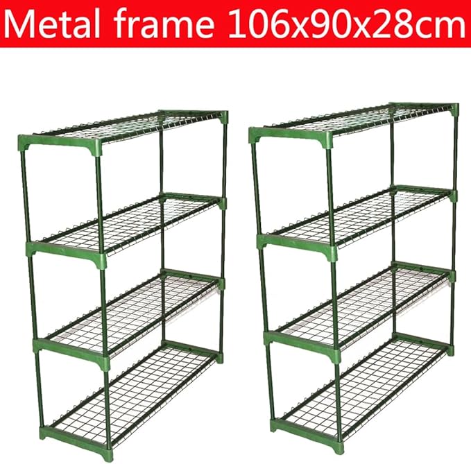Panana 2 x Display Storage Racking for Garden Garage Greenhouse Staging Plant Stand Greenhouse 4-Tire Racking Shelving Unit for Garden Shed Garage