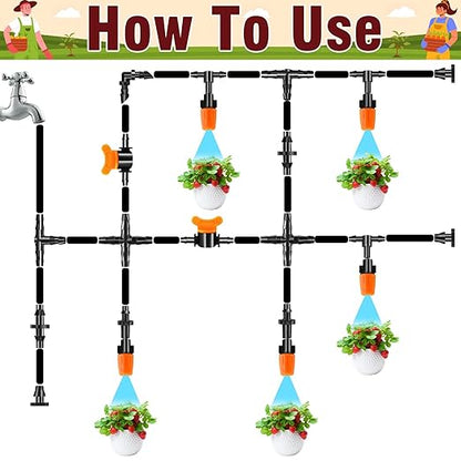 220-Piece Drip Irrigation Fittings Kit for 1/4" Tubing, Complete Set of Drip Barbed Connectors (Nozzle, Micro Dripper, Nozzle Tee, Single Barb, Coupling, Tee, Elbow, Valve, Plug, Cross, Stake)