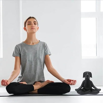 Meditation Buddha Ornament Meditation Dog Decoration Yoga Dog Garden Gift (Black)