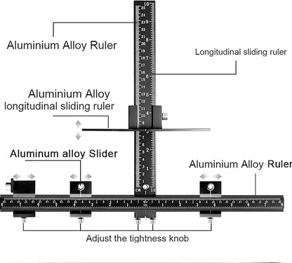 King&Charles Cabinet Hardware Jig, Aluminum Alloy Cabinet Handle Jig with Automatic Center Punch, Avoid Jitter Caused by Direct Drilling, Use for Handles and Pulls on Drawers/Doors.