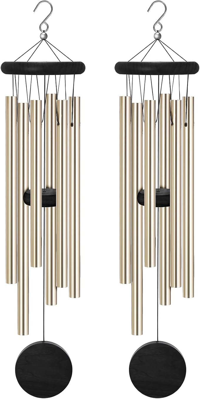 2 Pack Memorial Wind Chimes Outdoor,Garden Wind Chimes with 6 Aluminum Alloy Tubes and Hook,Memorial Wind Chimes for Home Decor Garden Patio Outdoor