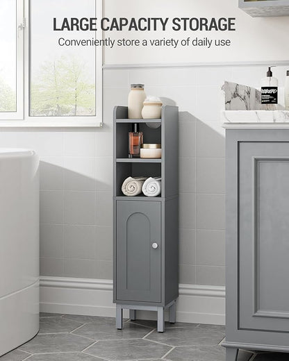 Hzuaneri Bathroom Storage Cabinet, Small Corner Floor Cabinet with Door and Shelves, Narrow Toilet Paper Holder, Bathroom Organizer with Adjustable Shelf, for Small Spaces, Gray BC08221GR