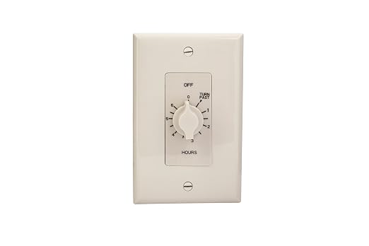 nsi INDUSTRIES TORK A506HW Spring-Wound In-Wall Twist Timer , 6-Hour Length and White Faceplate, for Automatic Shutoff of Fans or Lights