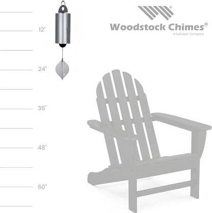 Woodstock Chimes Heroic Windbell Wind Chime for Outside 24" Medium Silver,Deep Tone Sound, Outdoor Decor for Patio, Porch, Garden HWMY