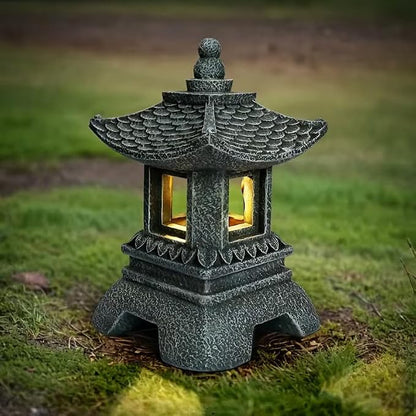 12" Tall Japanese Pagoda Garden Statue - Zen Buddha Outdoor/Indoor Resin Sculpture with Sturdy Base, Asian Zen Temple Decor for Patio, Yard, Balcony, Tabletop