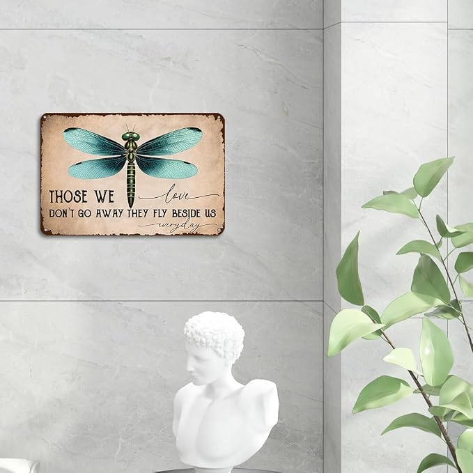 mmiishe Vintage Metal Garden Signs Plant Accessories Dragonfly Gifts for Women Men Gardeners Rustic Metal Wall Art for Home Gate Garden Cafes Patio Porch 8x12 Inches Birthday Anniversary Decoration