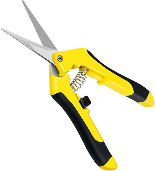 iPower 6.5 inch Pruning Shears for Gardening Trimming Scissors, Hand Pruner, Stainless Steel, Yellow