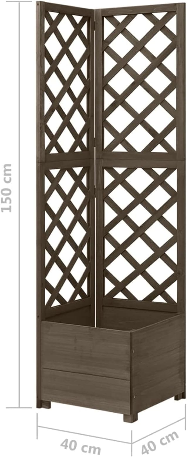 Corner Trellis Planter Garden Trellis Planter Raised Bed Flower Herb Box Wooden Climbing Plant Planter Box with Trellis for Outdoor 15.7"x15.7"x59" Solid Fir Wood