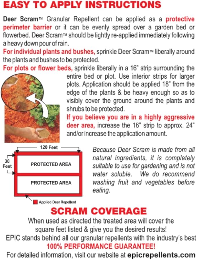 Epic REPELLENTS Deer Scram All Natural Granular Repellent - All-Natural, Animal, People and Pet Safe Granule (6 lb Bag)