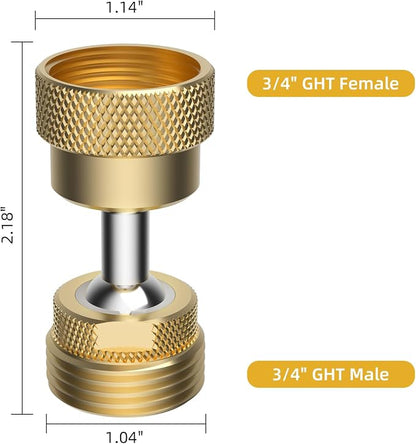 2 Pack All-Metal Garden Hose Adapter, Swivel 3/4" GHT Hose Protector, Brass | Male Female Thread, Flexible Pipe Kink Protector, Dual Rotation, Female to Male, Outdoor Faucet Compatible