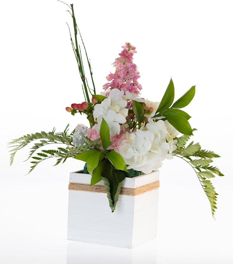 Jute Rope Wood Planter (7"x7") Whitewashed Wooden Boxes l Garden Centerpiece Display l Wedding Flowers Holder (Set of 2)