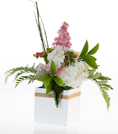 Jute Rope Wood Planter (7"x7") Whitewashed Wooden Boxes l Garden Centerpiece Display l Wedding Flowers Holder (Set of 2)