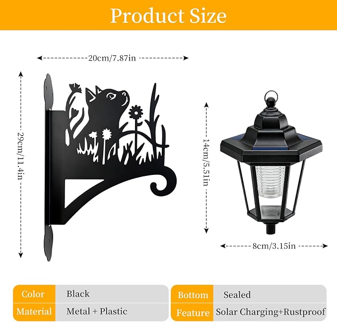 VOOKRY Solar Wall Lanterns Outdoor, Waterproof 2 Pack Hanging Lights with Cat Hooks, Wall Mount Sconce with 3 Solar Panels for Patio Porch Yard Garden Decor, Dusk to Dawn 2700K Warm White