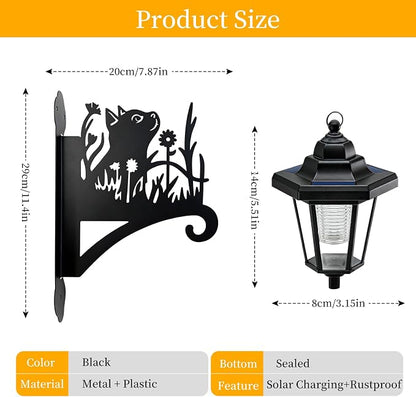 VOOKRY Solar Wall Lanterns Outdoor, Waterproof 2 Pack Hanging Lights with Cat Hooks, Wall Mount Sconce with 3 Solar Panels for Patio Porch Yard Garden Decor, Dusk to Dawn 2700K Warm White