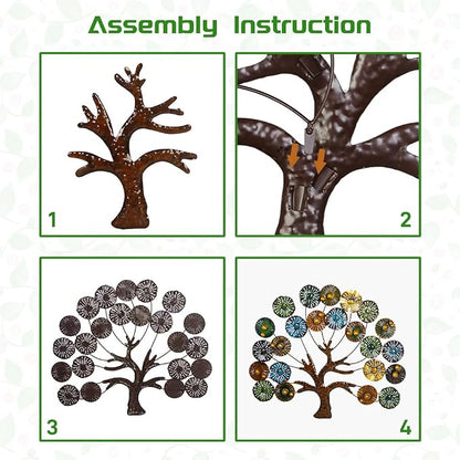 dreamskip Metal Wall Art Modern Large Tree of Life Wall Art with Multi Colored Leaves Handcrafted Outdoor Wall Decor Wall Sculpture for Living Room, Bedroom, Home, Garden (24.5 Inches)