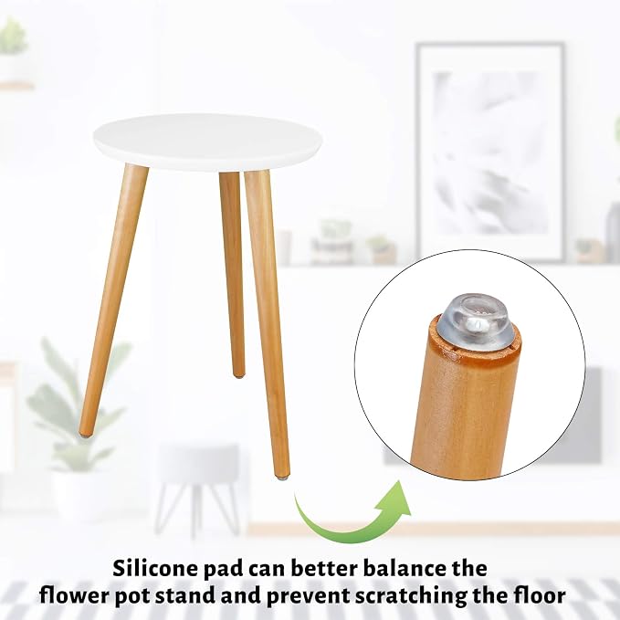 Uneedem Plant Stand Indoor, Mid Century Modern Small Round Plant Table for Flower Pots, 16.5" Tall Plant Holder Wood Stool for Living Room (2 Pack)